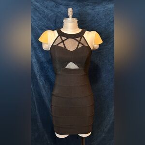 Sexy Black Dress With Mesh Cutout